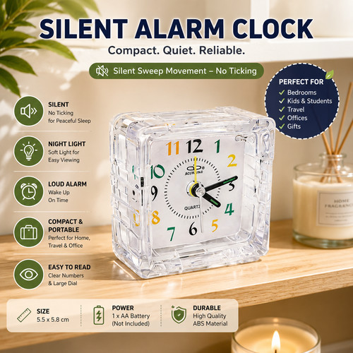 Silent analog alarm clock - analog,